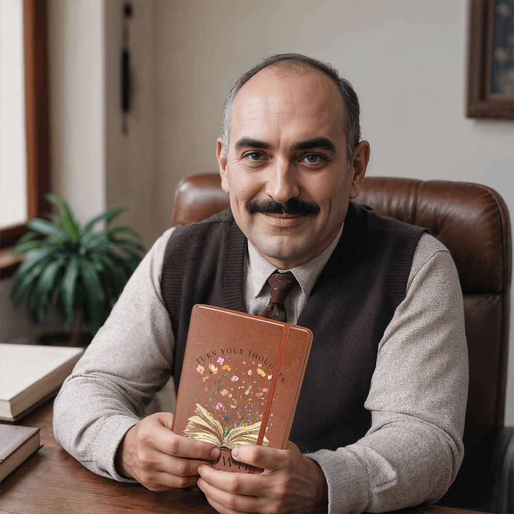 Personalized Leather Journal For Women with Custom Name - Turn Your Thoughts to Growth, Women Journal, Custom Leather Journal