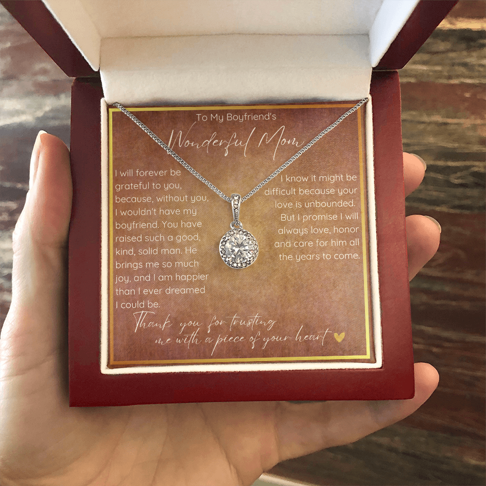 To My Boyfriend's Mom Necklace, Mother in Law Jewelry Gift for mothers day, Card to Boyfriend Mother, Mother's day card