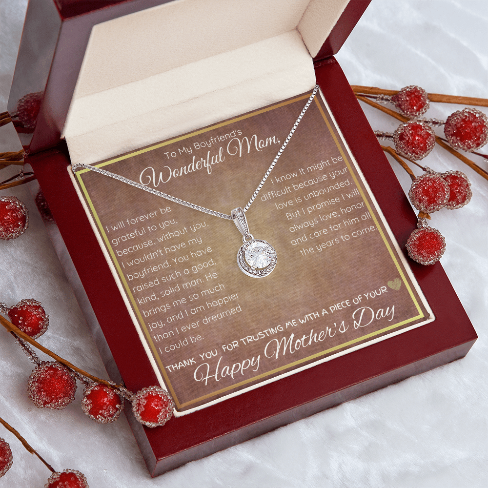 To My Boyfriend's Mom Necklace, Mother in Law Jewelry Gift for mothers day, Card to Boyfriend Mother, Mother's day card, cross necklace