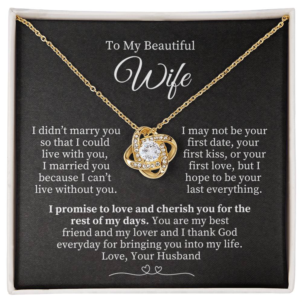To My Beautiful Wife - Gold Knot Necklace
