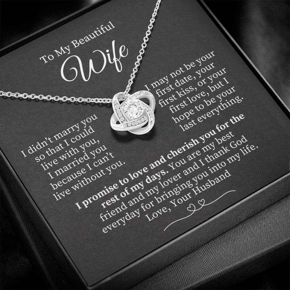 To My Beautiful Wife - Gold Knot Necklace