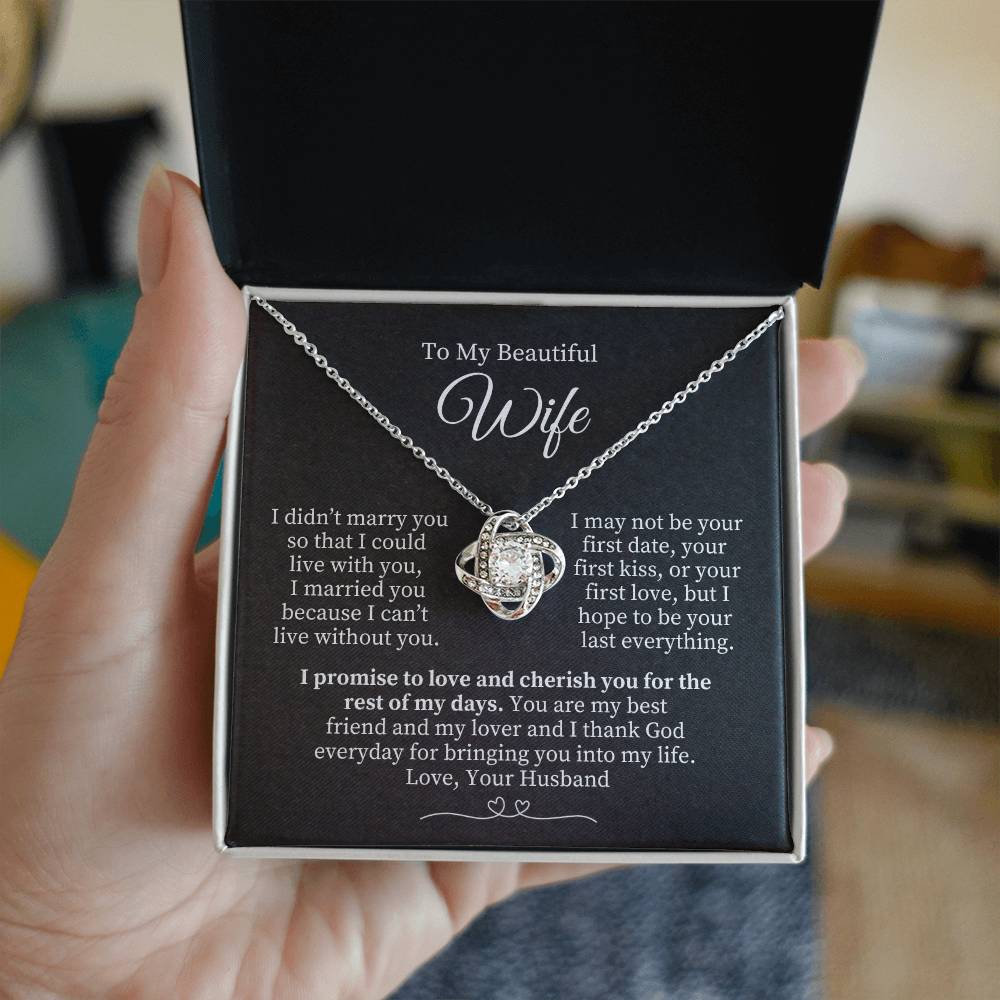 To My Beautiful Wife - Gold Knot Necklace
