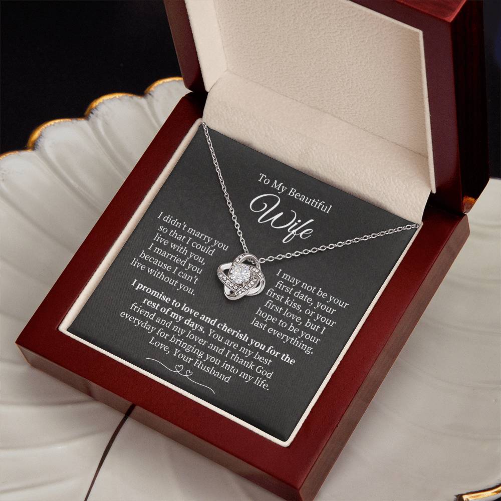 To My Beautiful Wife - Gold Knot Necklace