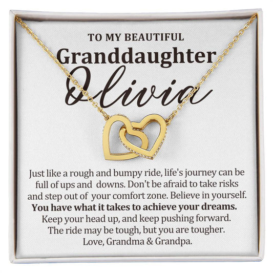 To My Granddaughter - Interlocking Hearts Necklace