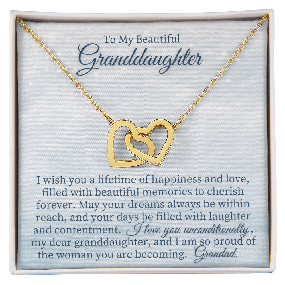 Granddaughter Gift from Grandad, Two heart pendants Necklace With Card from Grandfather