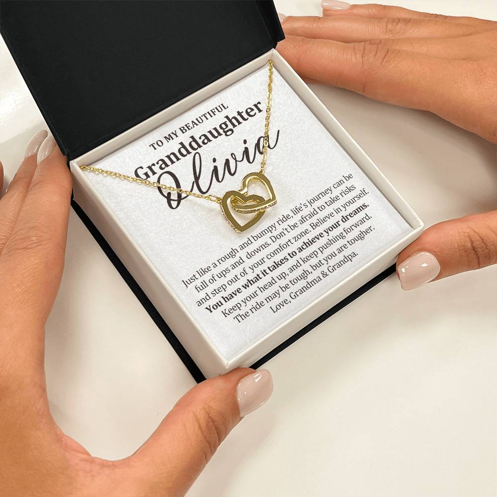 To My Granddaughter - Interlocking Hearts Necklace