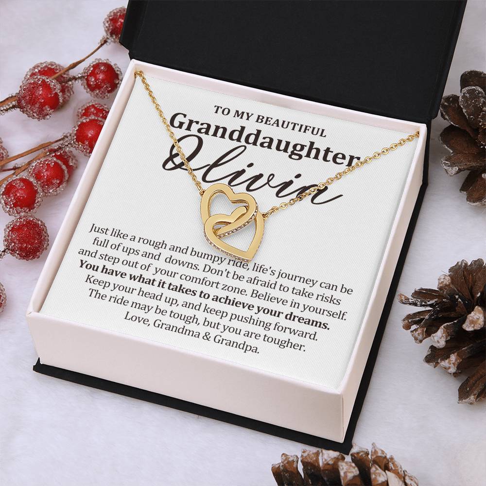 To My Granddaughter - Interlocking Hearts Necklace