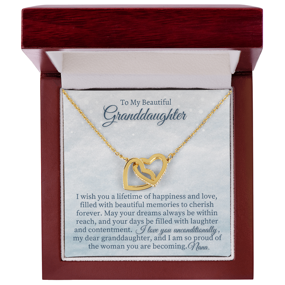 Granddaughter Gift from Grandma, Two heart pendants Necklace With Card from Nana