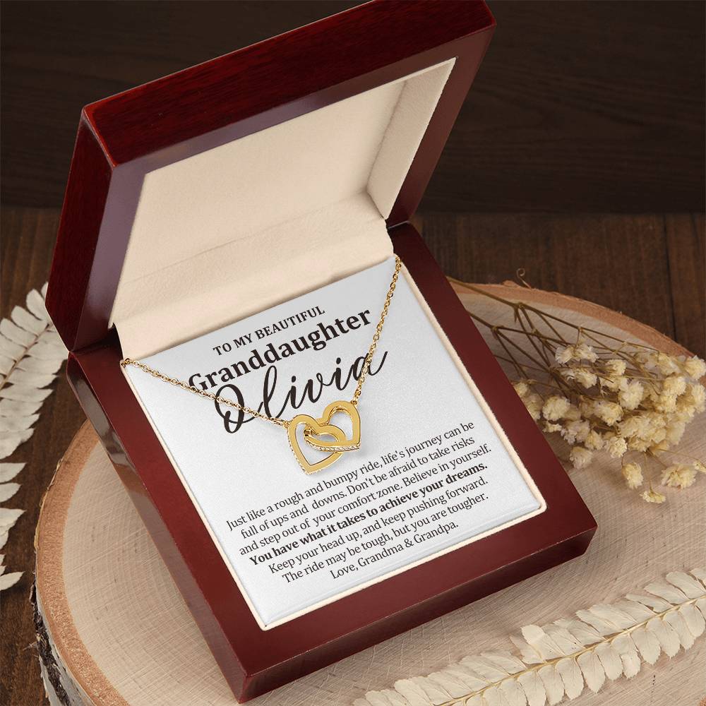 To My Granddaughter - Interlocking Hearts Necklace