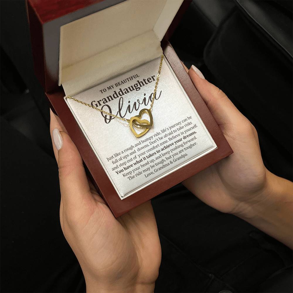 To My Granddaughter - Interlocking Hearts Necklace