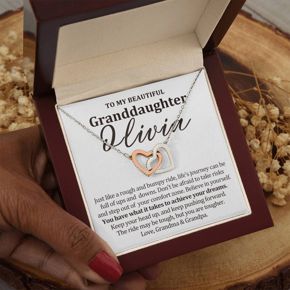 To My Granddaughter - Interlocking Hearts Necklace