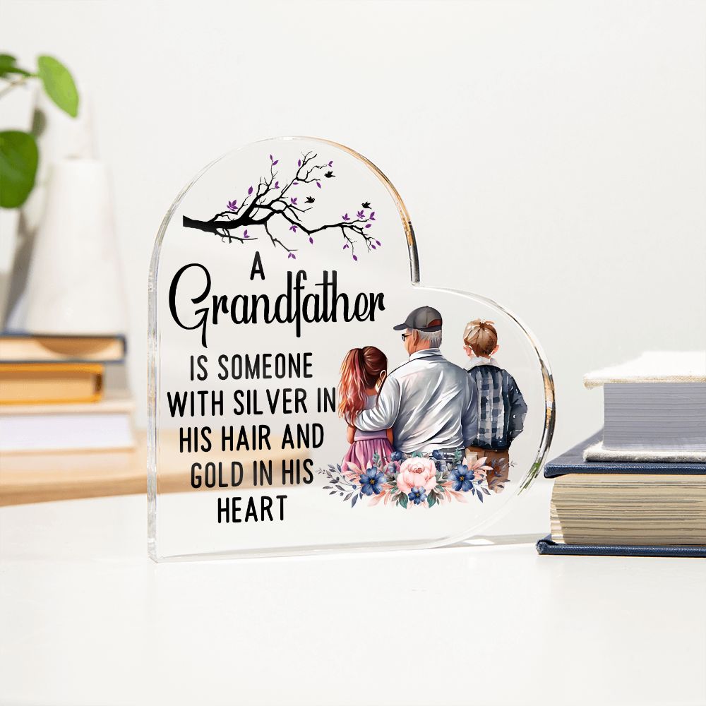 To My Grandfather - Acrylic Heart Plaque