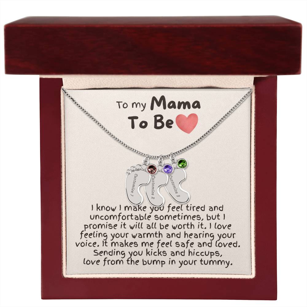 To My Mama To Be - Custom Baby Feet Necklace