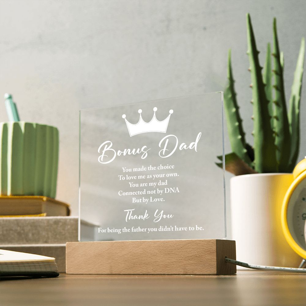 Happy Father's Day Bonus Dad - Square Acrylic Plaque