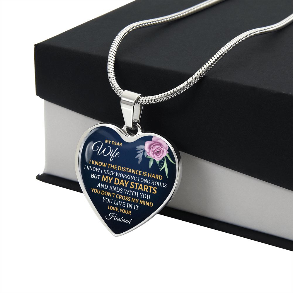 My Dear Wife - Heart Engraved Necklace