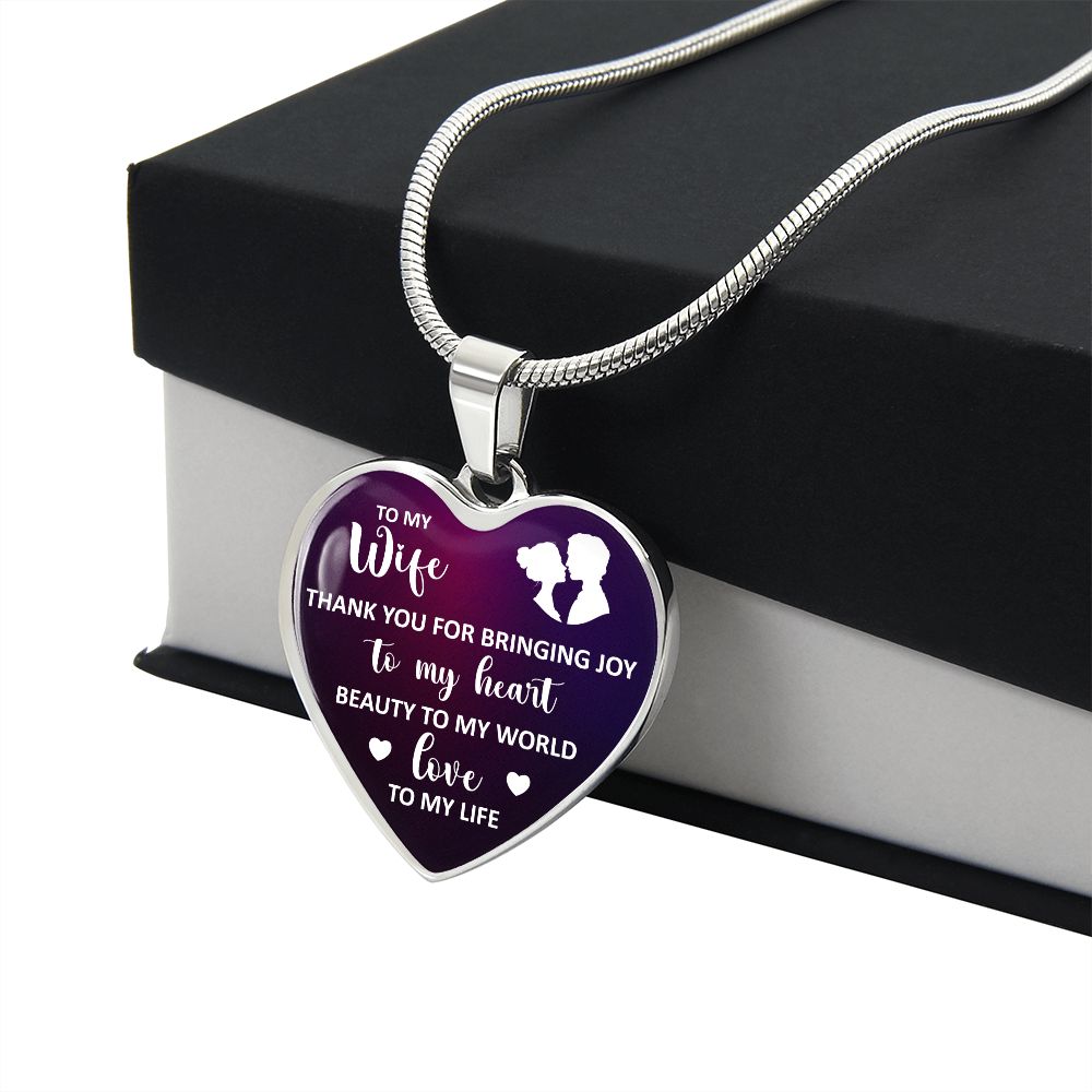 To My Wife - Heart Engraved Necklace