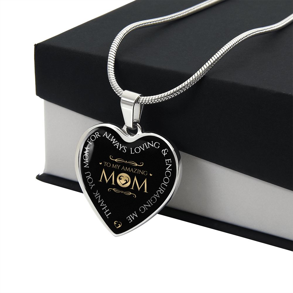 To My Amazing Mom - Heart Engraved Necklace