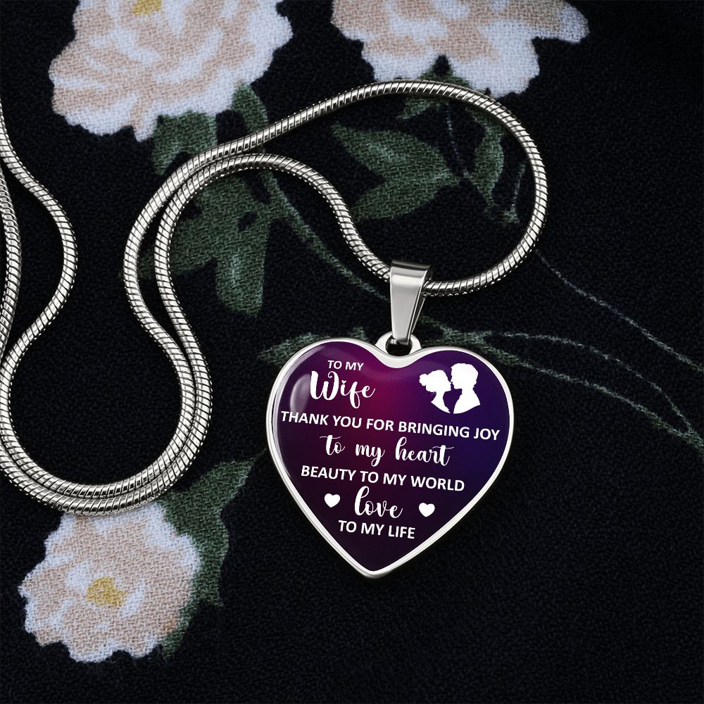 To My Wife - Heart Engraved Necklace