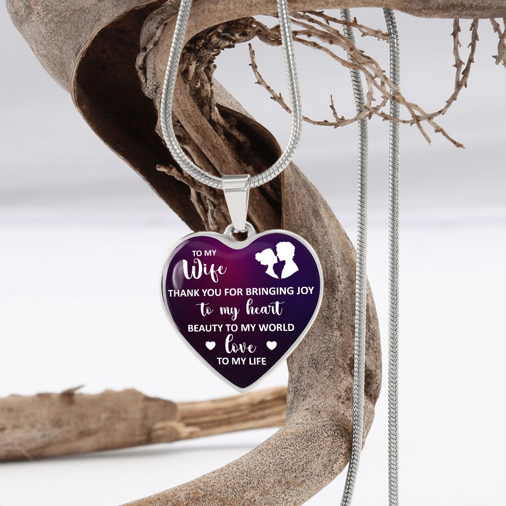 To My Wife - Heart Engraved Necklace