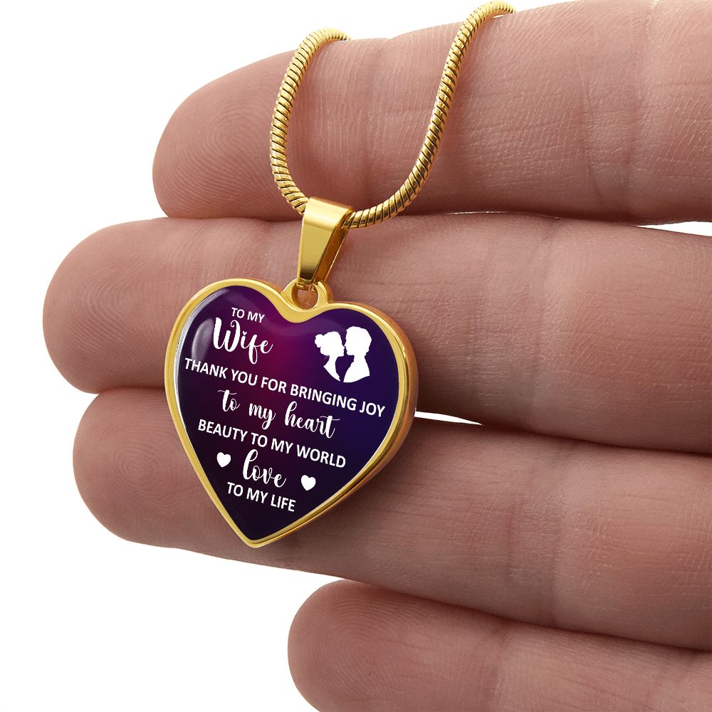 To My Wife - Heart Engraved Necklace