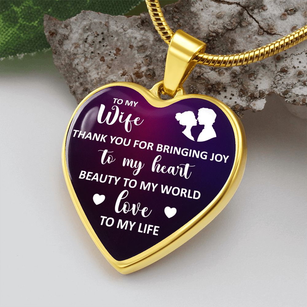 To My Wife - Heart Engraved Necklace