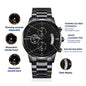 To My Grandson - Engraved Black Chronograph Watch