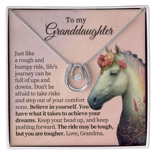 To My Granddaughter - Lucky Horseshoe Necklace