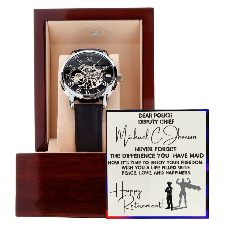 Police Retirement - Men's Openwork Watch With Card