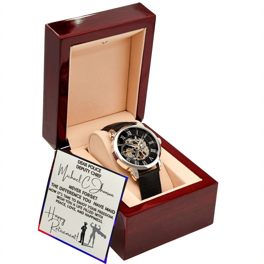 Police Retirement - Men's Openwork Watch With Card