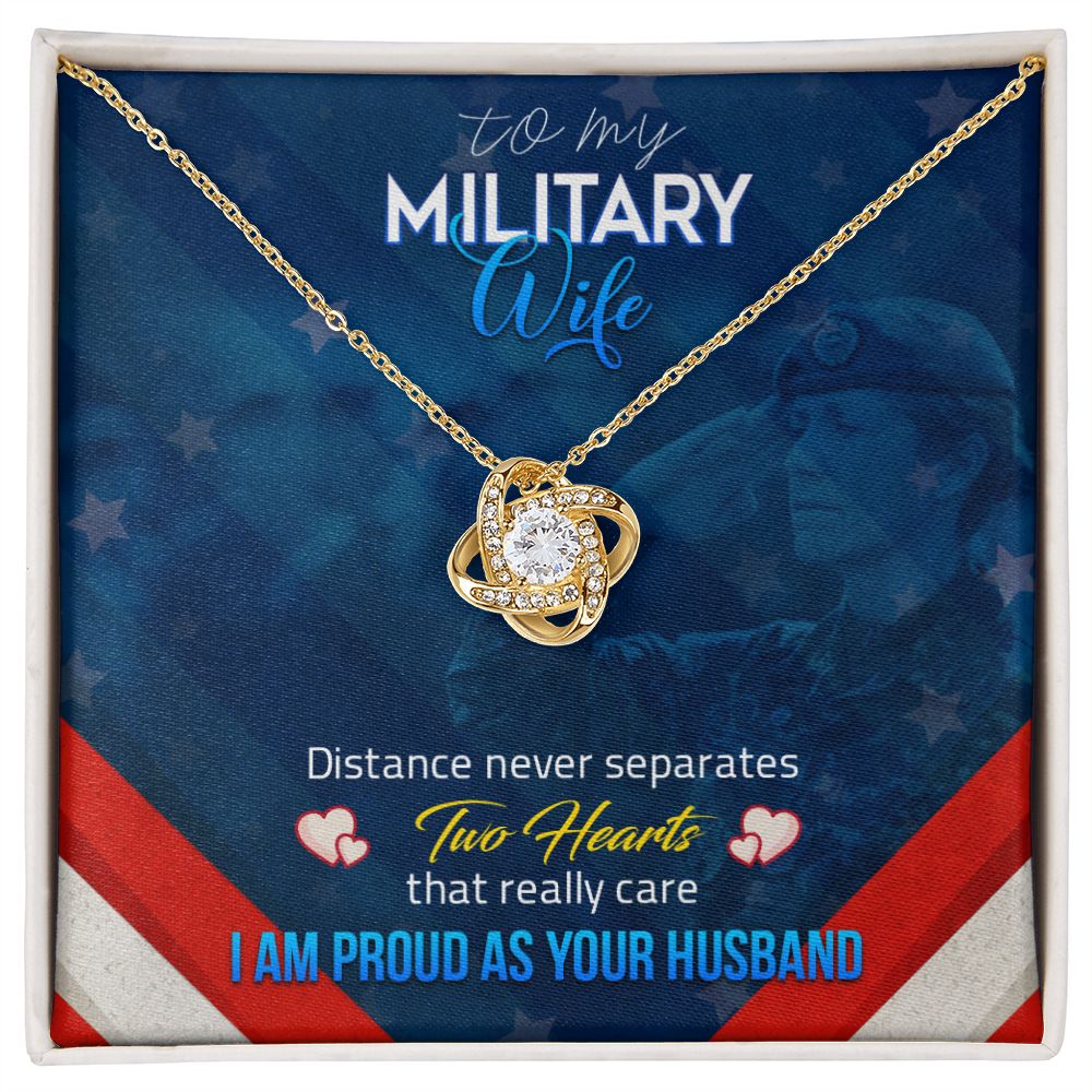 To My Military Wife - Love Knot Necklace