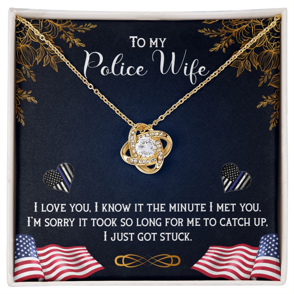 To My Police Wife - Love Knot Necklace