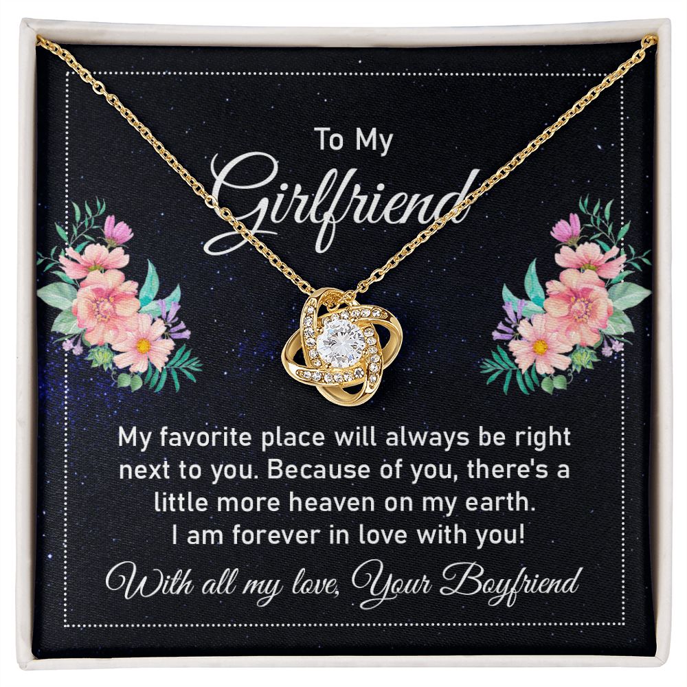 To my girlfriend - my favorite place Love Knot Necklace