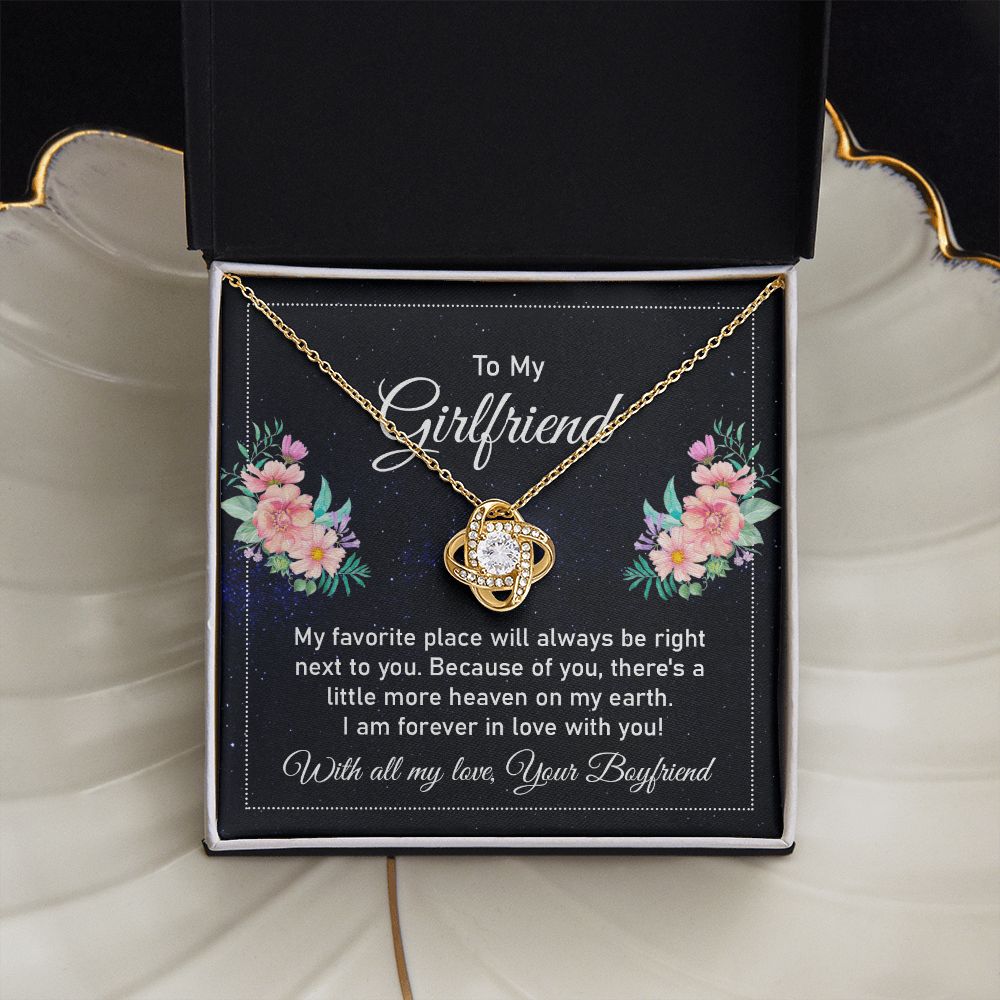 To my girlfriend - my favorite place Love Knot Necklace