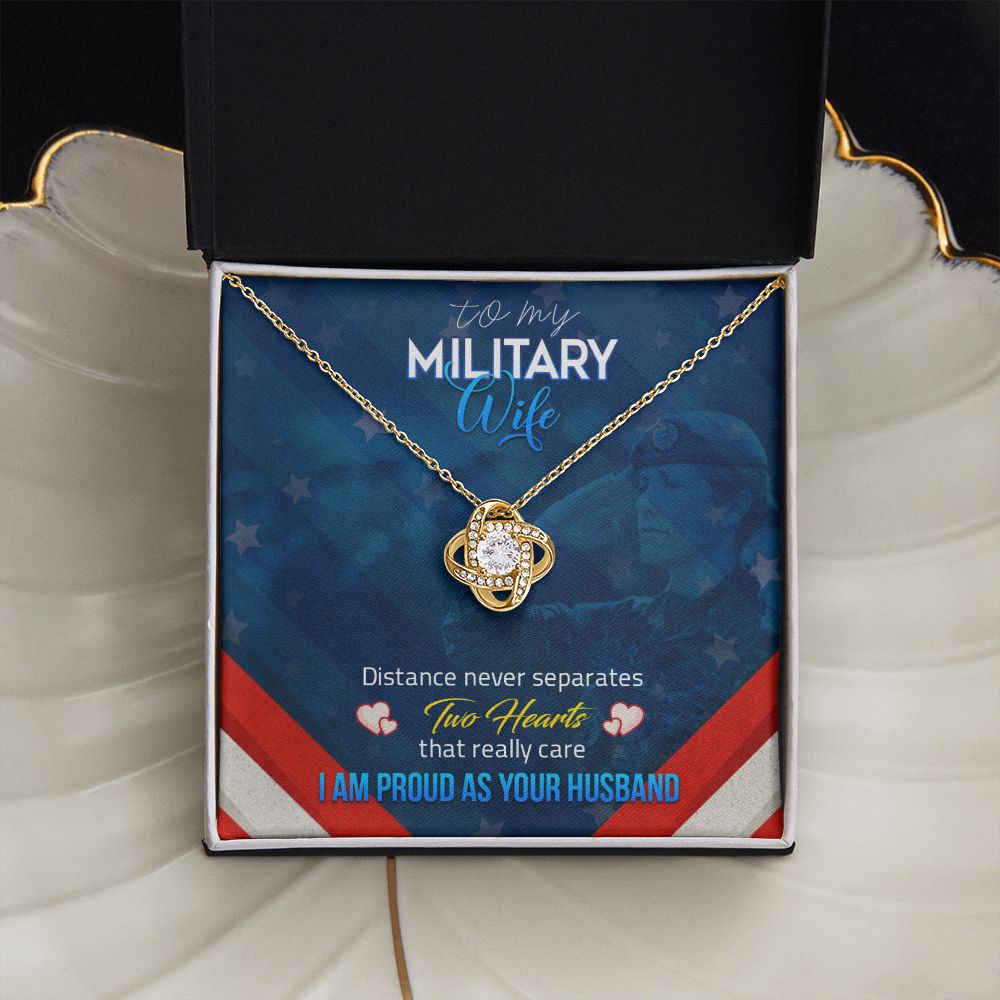 To My Military Wife - Love Knot Necklace