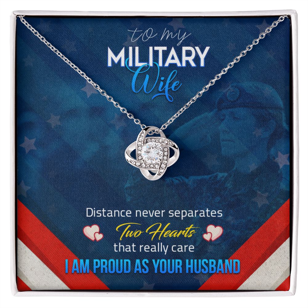 To My Military Wife - Love Knot Necklace