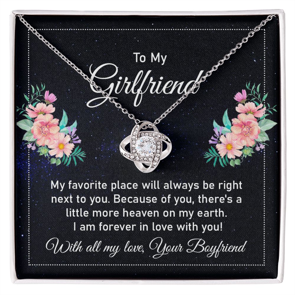 To my girlfriend - my favorite place Love Knot Necklace