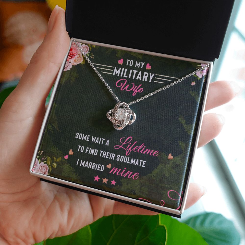 To My Military Wife - Love Knot Necklace
