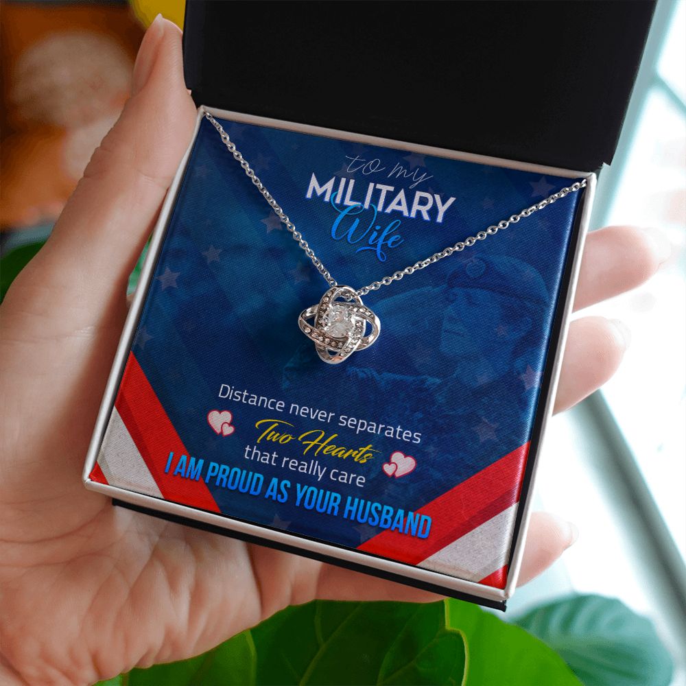 To My Military Wife - Love Knot Necklace