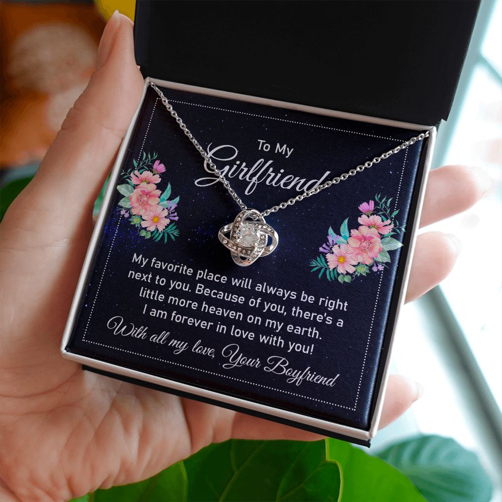 To my girlfriend - my favorite place Love Knot Necklace
