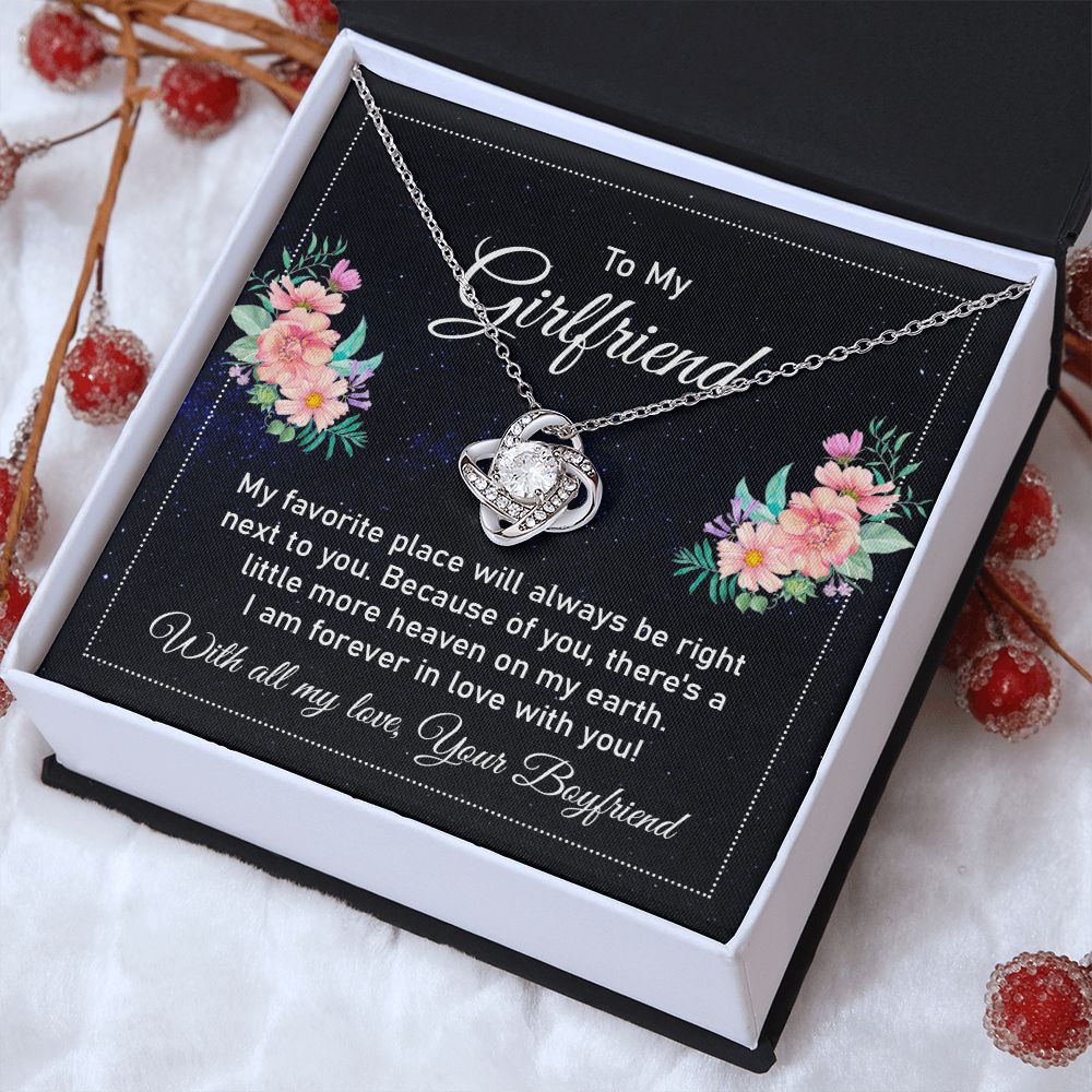 To my girlfriend - my favorite place Love Knot Necklace