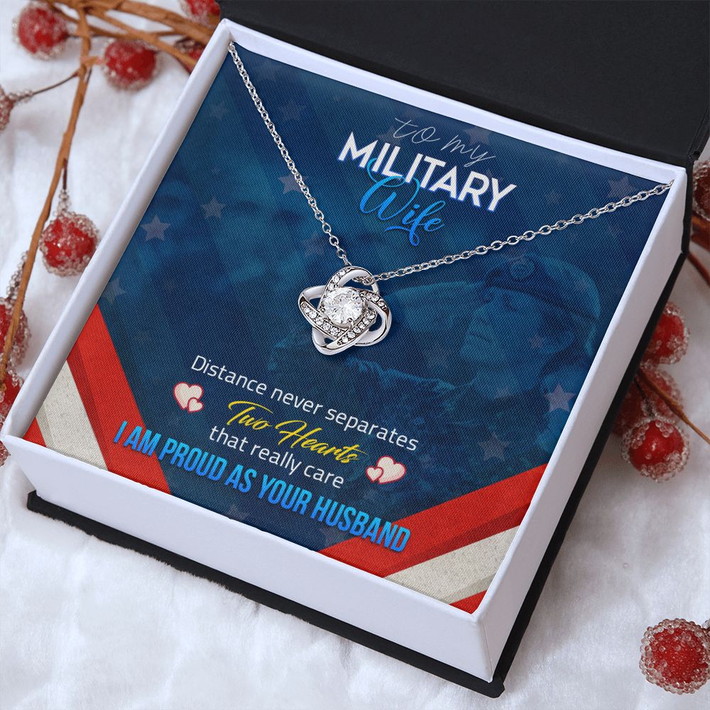 To My Military Wife - Love Knot Necklace
