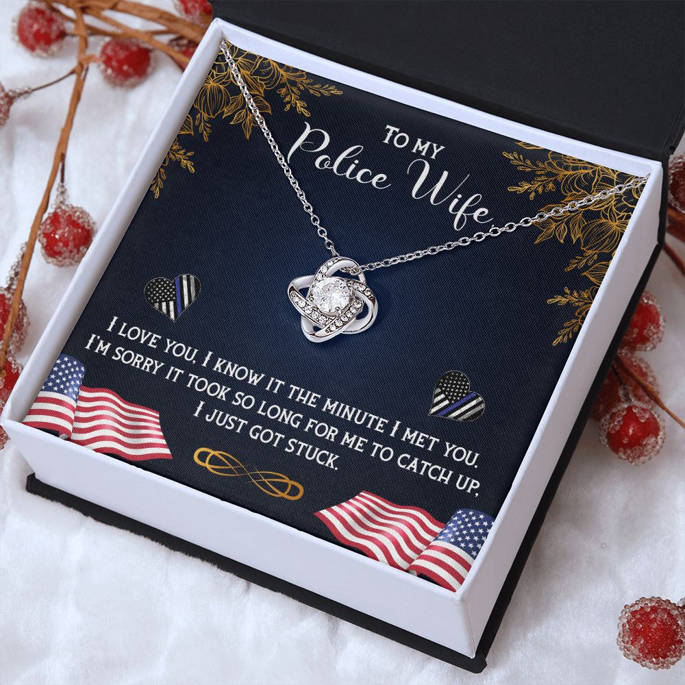 To My Police Wife - Love Knot Necklace