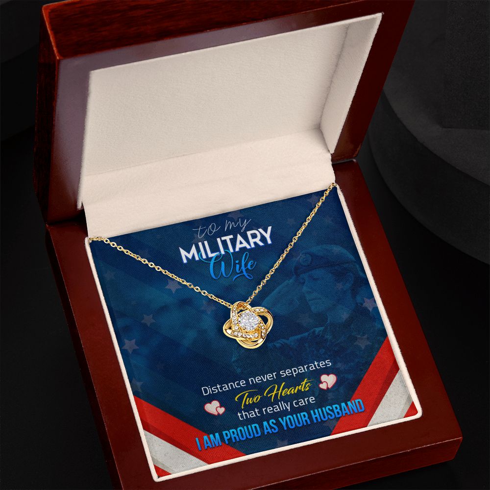 To My Military Wife - Love Knot Necklace