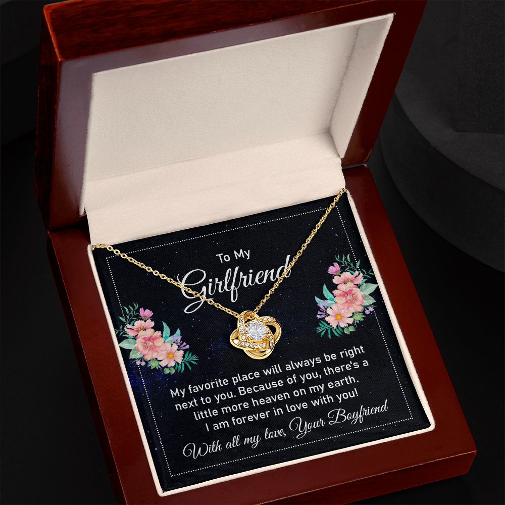 To my girlfriend - my favorite place Love Knot Necklace