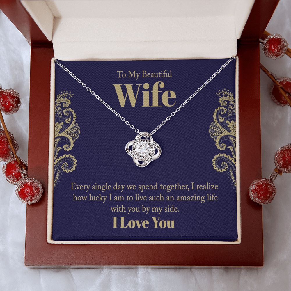To My Beautiful Wife - Love Knot Necklace