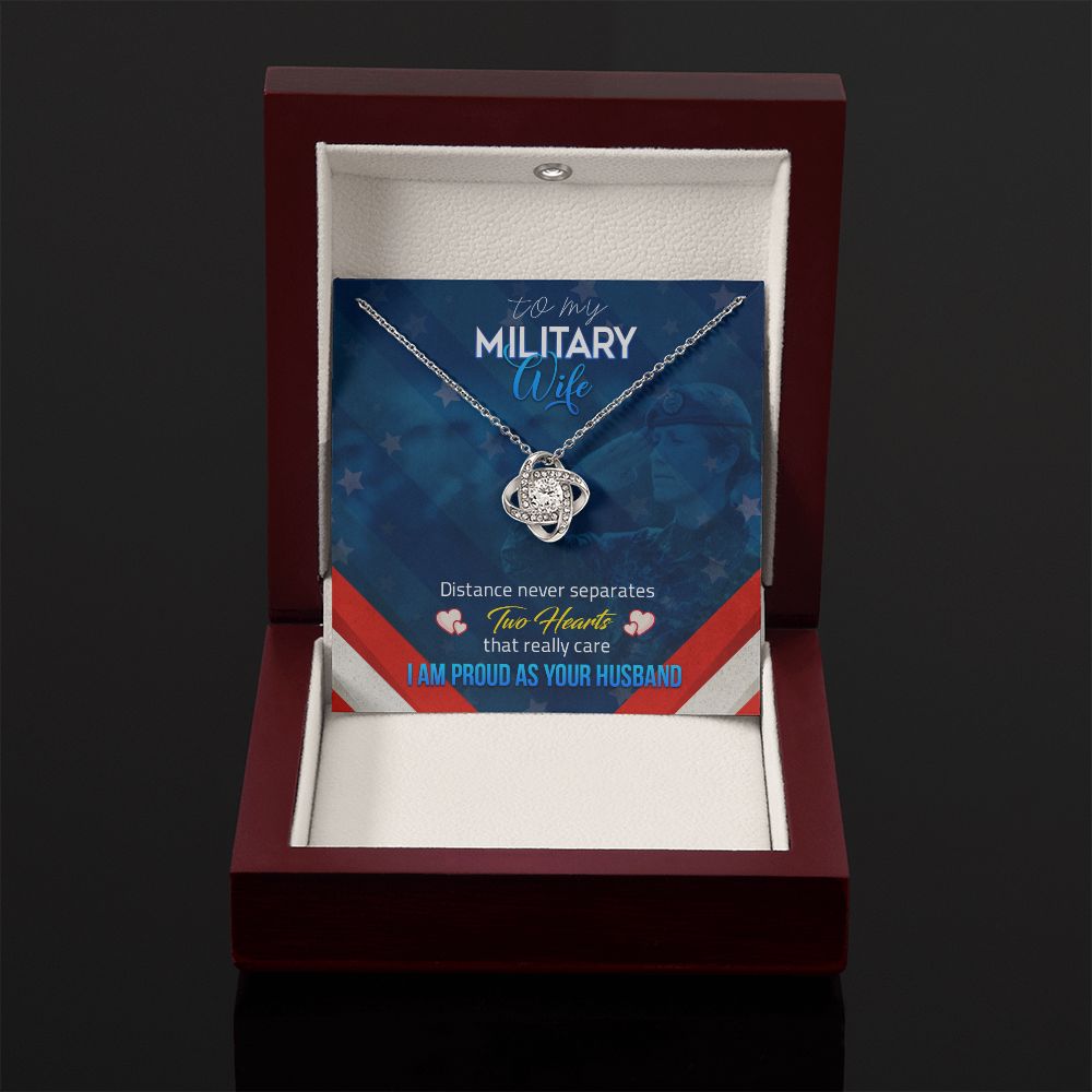 To My Military Wife - Love Knot Necklace
