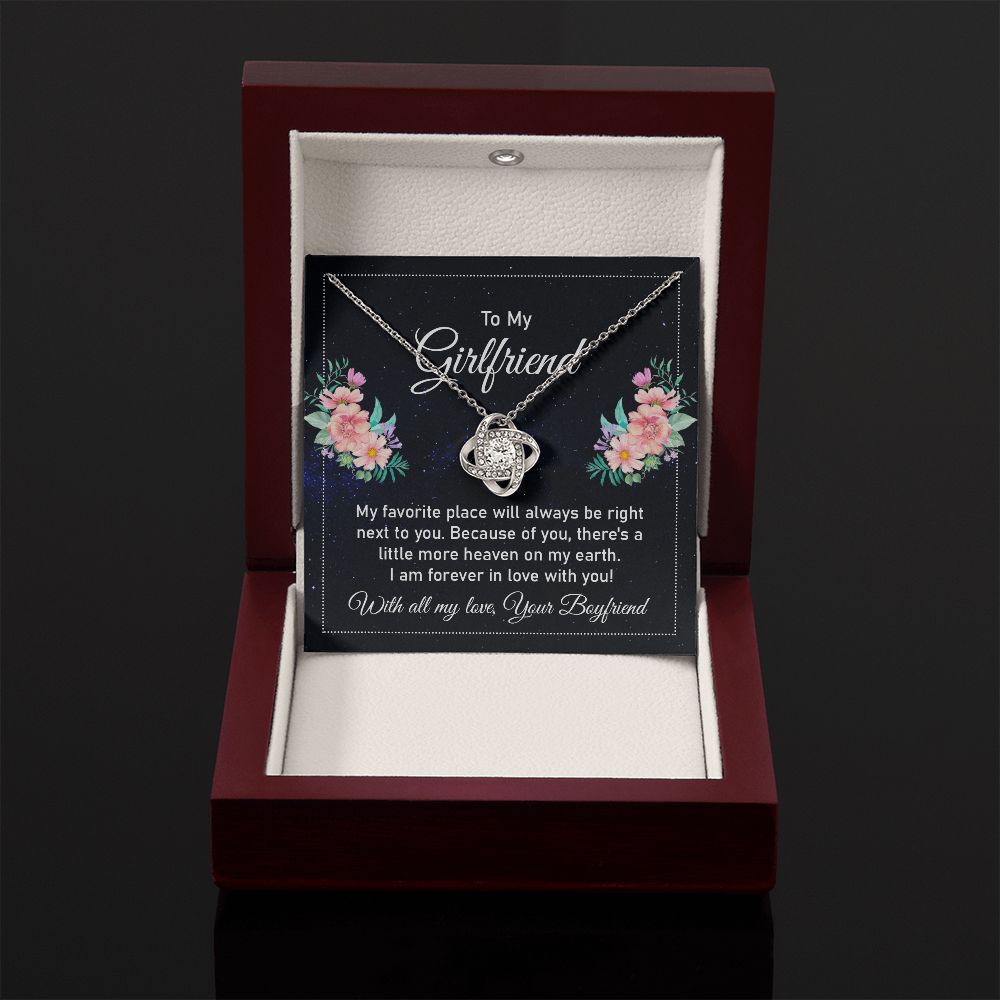 To my girlfriend - my favorite place Love Knot Necklace