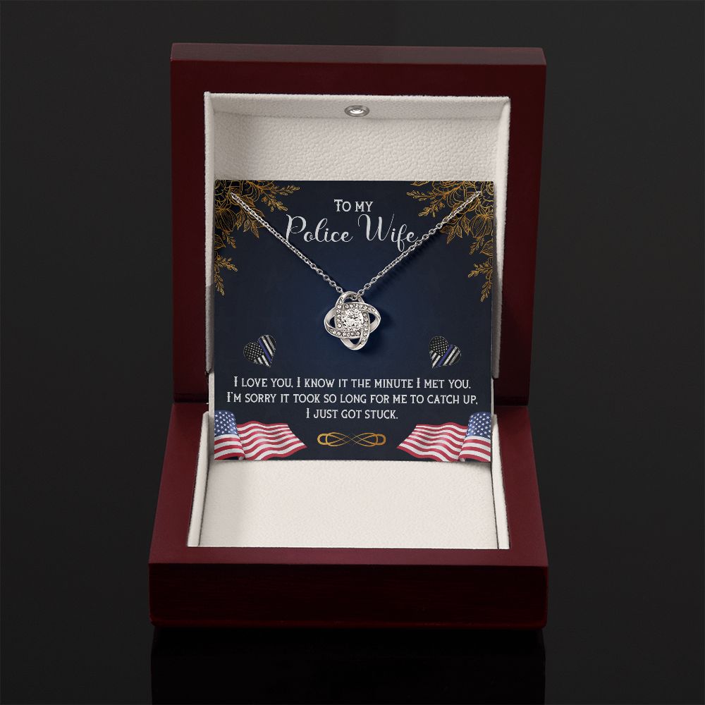 To My Police Wife - Love Knot Necklace