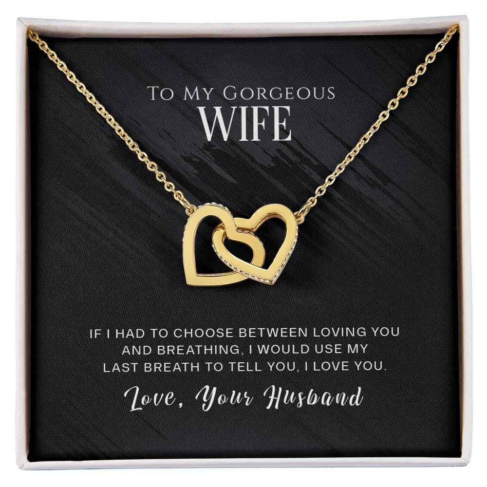 To My Gorgeous Wife - Interlocking Hearts Necklace