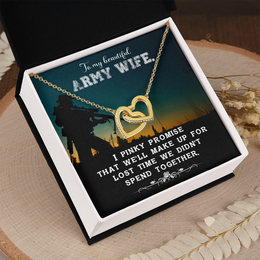 To My Beautiful Army Wife - Interlocking Hearts Necklace